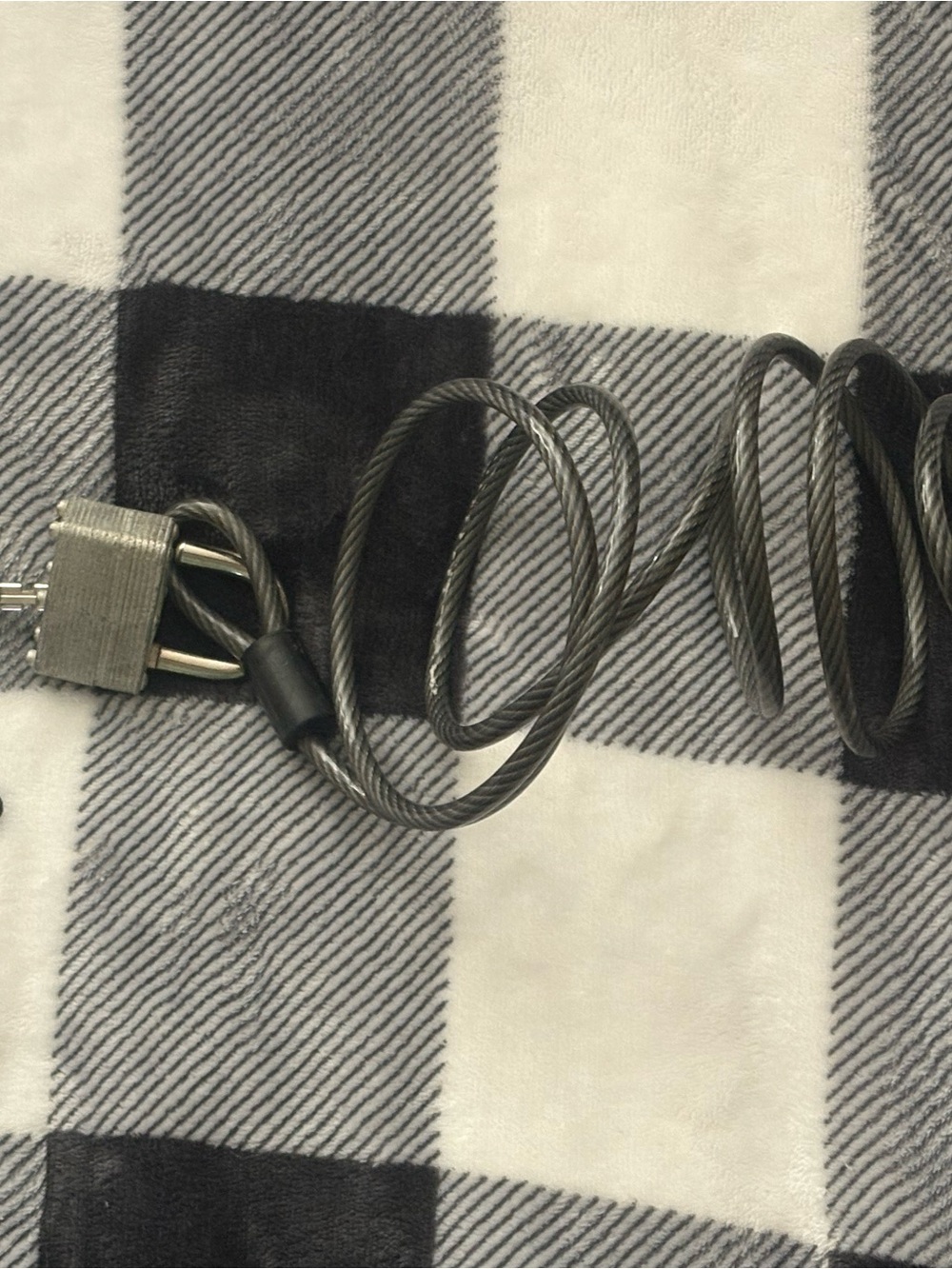 Coiled Cable Lock with Padlock - Gray 5ft long cable,w/MasterLock and Key!